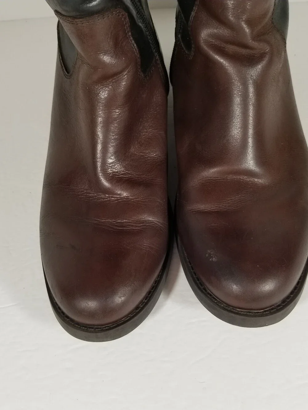 Vince Camuto Fabina Knee High Riding Boots Women's 8.5M Brown Black Leather